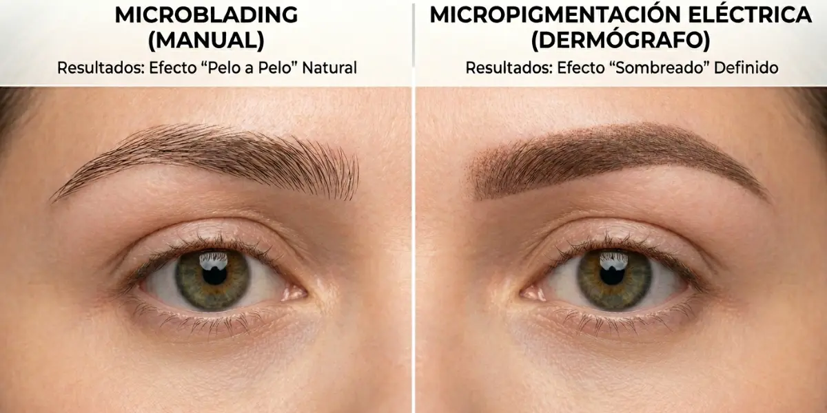 Comparativa de resultados de microblading frente a micropigmentación eléctrica de cejas