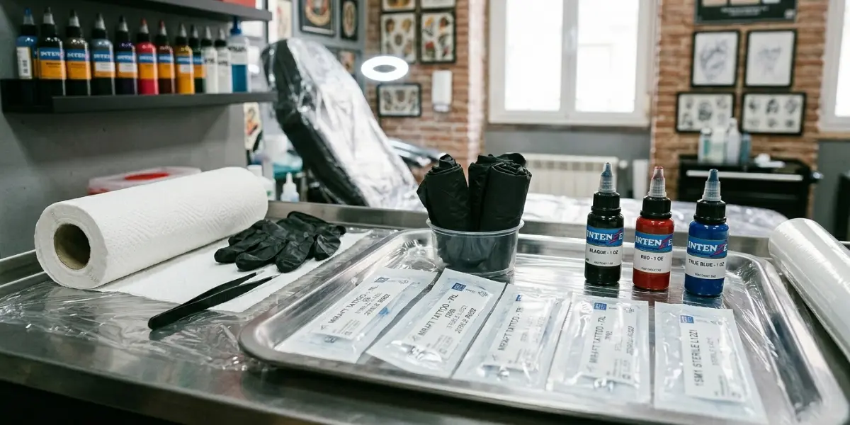 Material de bioseguridad para piercing: catéteres de un solo uso, guantes de nitrilo y contenedor de residuos