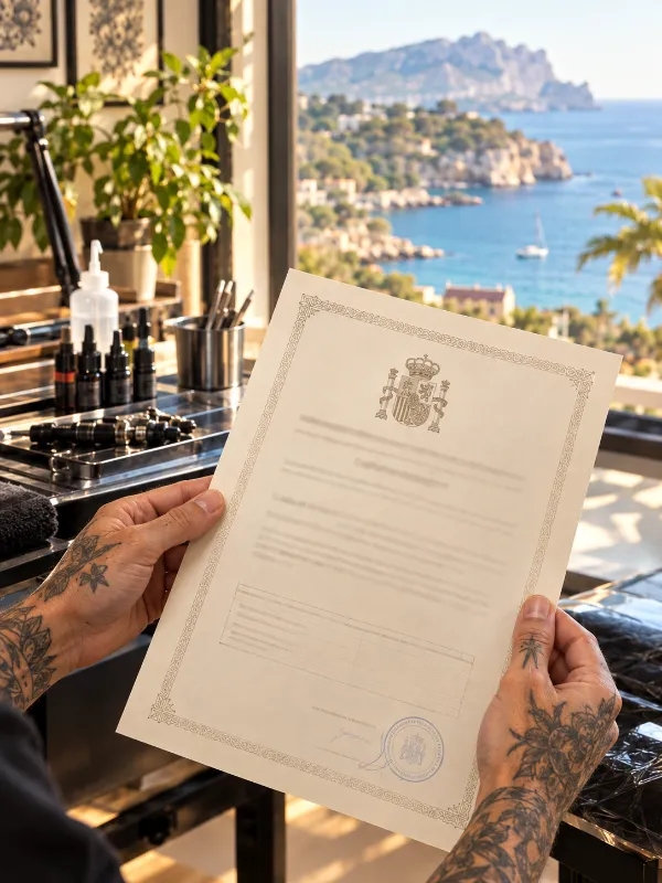 Certificado online de higiénico sanitario para tatuaje y piercing válido en Mallorca