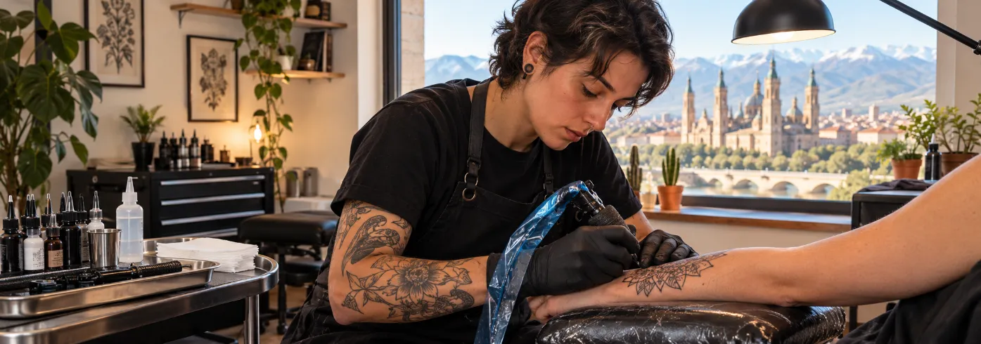 Profesional del tatuaje, el piercing y el microblading en Aragón con el certificado higiénico sanitario
